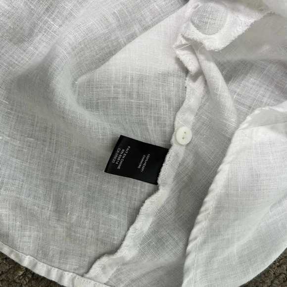 Stella Carakasi Tunic White 100% Hemp Pockets Button Front 3/4 Sleeve Size XS - Picture 4 of 6